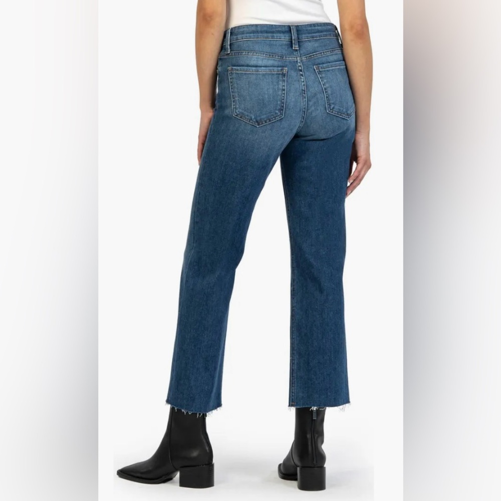 NWT KUT FROM THE KLOTH Kelsey Fab Ab High Waist Raw Hem Ankle Flare Jeans - Picture 2 of 9